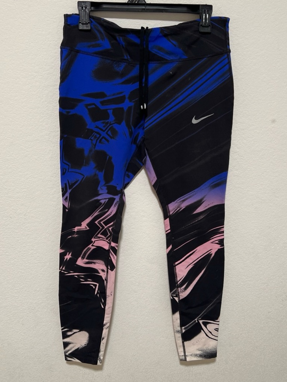 Nike women's Blue & Pink Printed Athletic Leggings Sz L Dri-fit